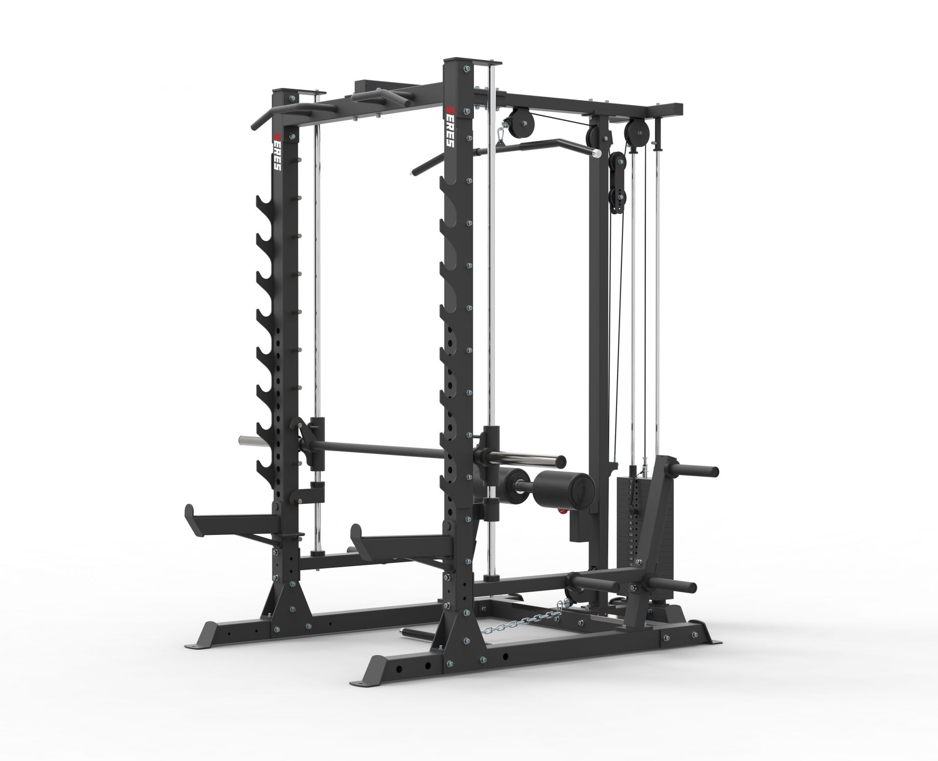 Multi function Half Smith rack with Cable machine